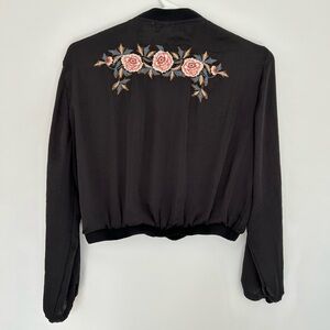 Zara Black silky top with embroidery, size M